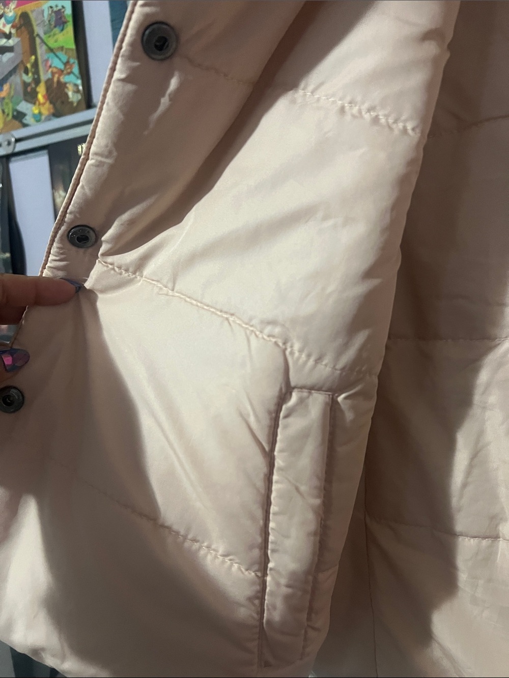 Reversible Quilted Puffer Vest in Camel & light Pink - Picture 4 of 5